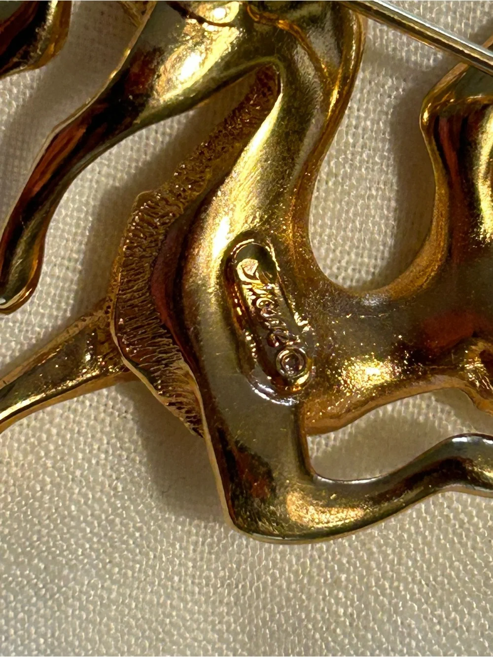 Gold-Tone Winged Mythical Creature Brooch for Women
